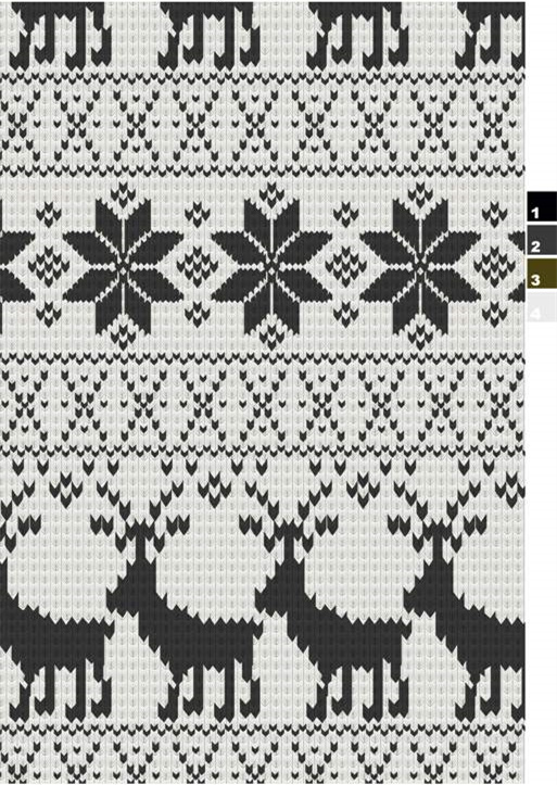 北欧风雪花驯鹿面料印花 服装印花素材 黑白几何纹理