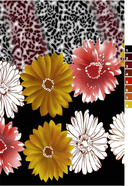 时尚花卉豹纹面料印花 服装印花设计素材