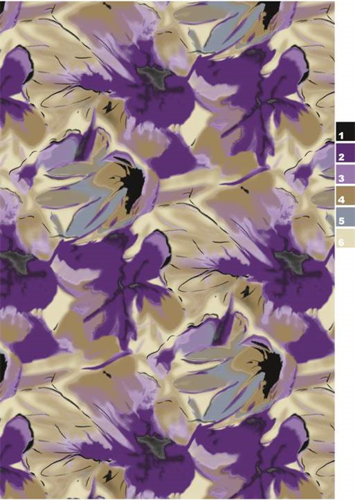 紫色抽象花卉面料印花 服装印花素材 艺术感设计