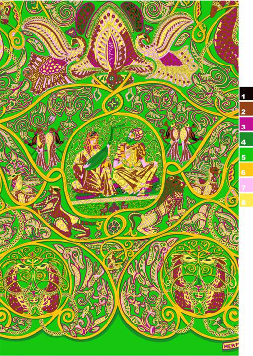 印度风孔雀神话服装印花素材