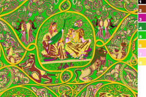 印度风孔雀神话服装印花素材