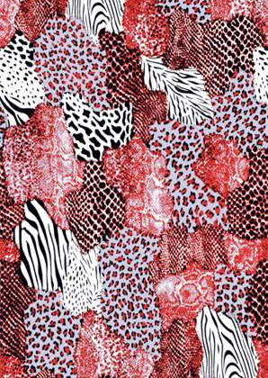 时尚红色动物纹面料印花素材,打造个性服装印花设计