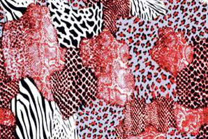 时尚红色动物纹面料印花素材，打造个性服装印花设计