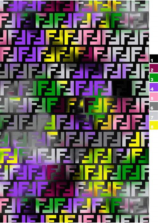 炫彩字母F渐变面料印花图案