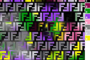 炫彩字母F渐变面料印花图案