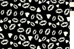 黑白嘴唇心形图案面料印花素材，时尚服装印花设计必备