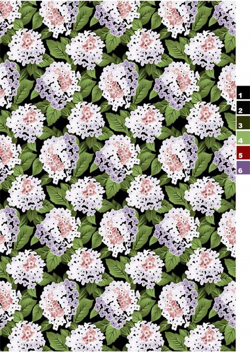 优雅绣球花服装印花设计,经典面料印花纹理素材