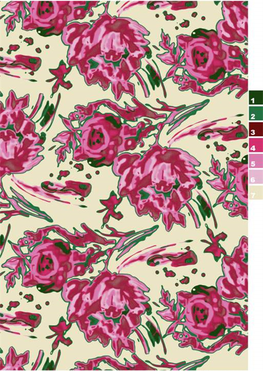 复古粉色花卉服装印花素材,时尚面料印花纹理设计图