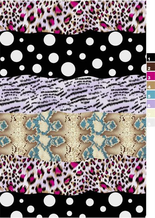 潮流服装印花素材:豹纹波点几何纹理面料设计