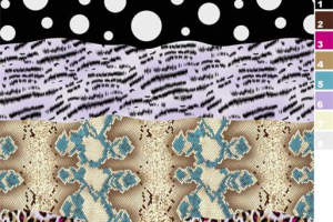 潮流服装印花素材：豹纹波点几何纹理面料设计