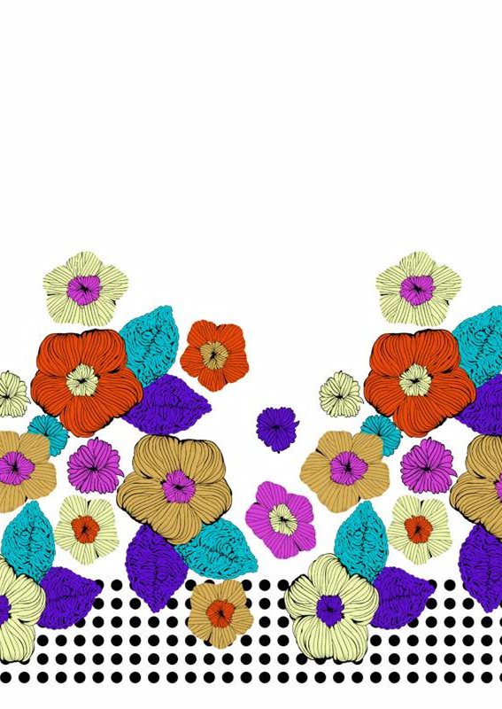 多彩花卉波点面料印花设计 服装印花素材 时尚图案应用