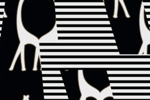 黑白几何长颈鹿面料印花设计 现代简约服装印花素材