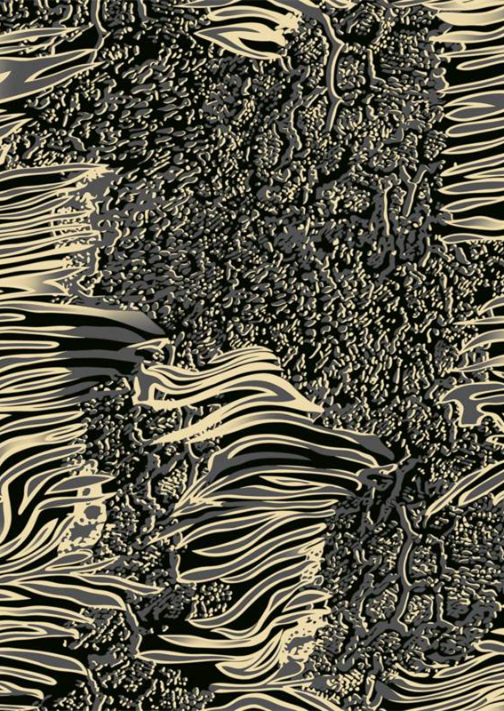 黑金抽象波浪纹理面料印花,高端服装印花设计素材推荐