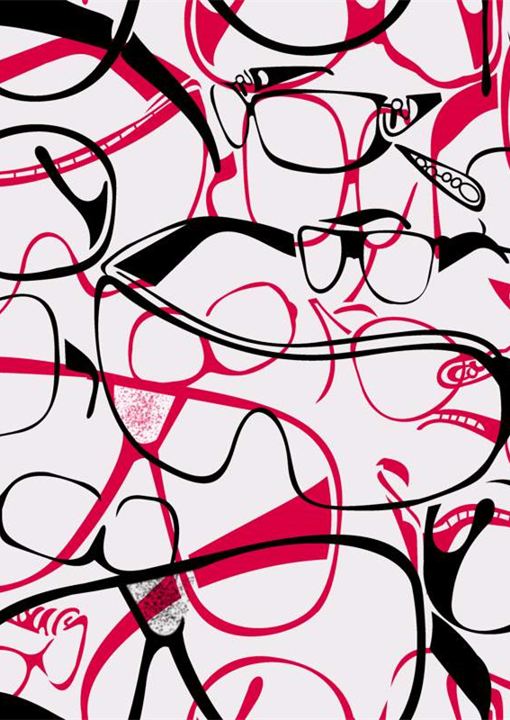 潮流眼镜图案面料印花设计,时尚服装印花素材