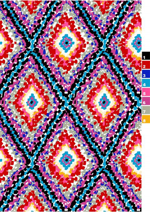 多彩几何菱形面料印花图案 服装印花设计素材