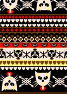 暗黑朋克风面料印花素材,骷髅心形图案服装印花设计