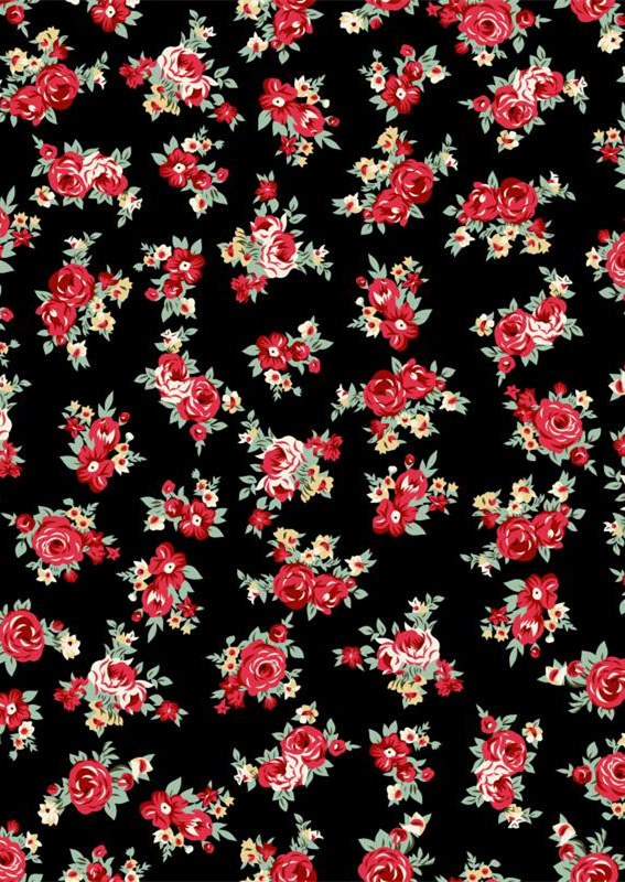 复古红玫瑰面料印花素材