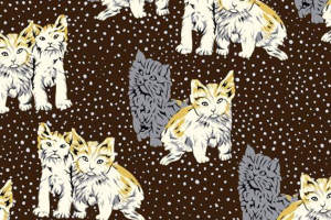 复古猫咪面料印花 服装印花素材 可爱动物图案设计