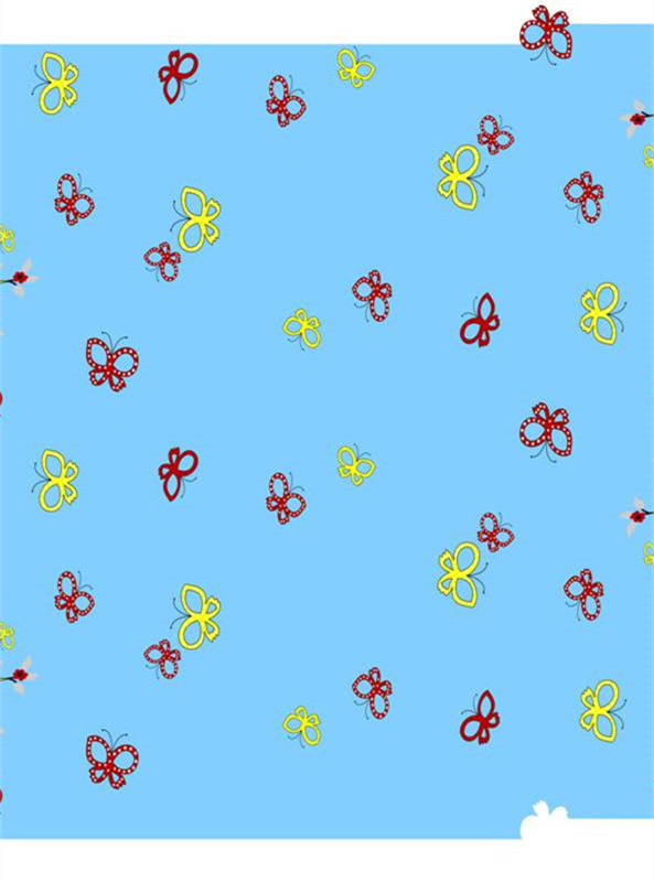 清新蝴蝶图案面料印花 适用于儿童服装的时尚素材