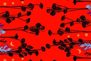 复古红底花卉服装印花素材 艺术感面料设计