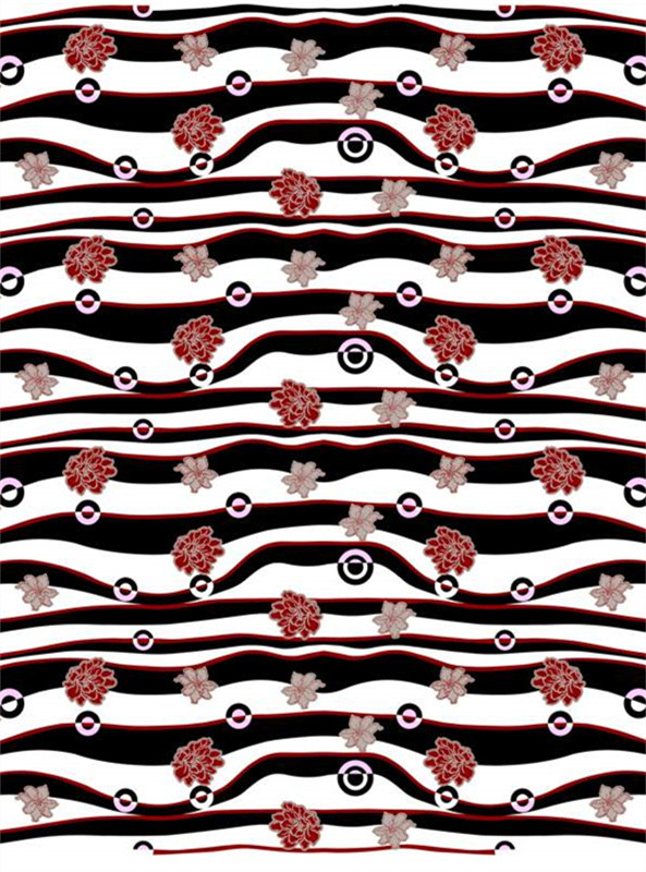 复古花卉波浪纹面料印花素材 时尚服装印花设计