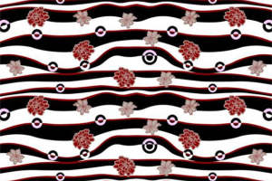 复古花卉波浪纹面料印花素材 时尚服装印花设计