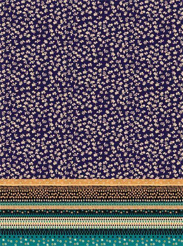 复古碎花与条纹拼接的服装印花面料设计素材