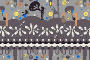 复古几何风面料印花素材，适用于创意服装印花设计