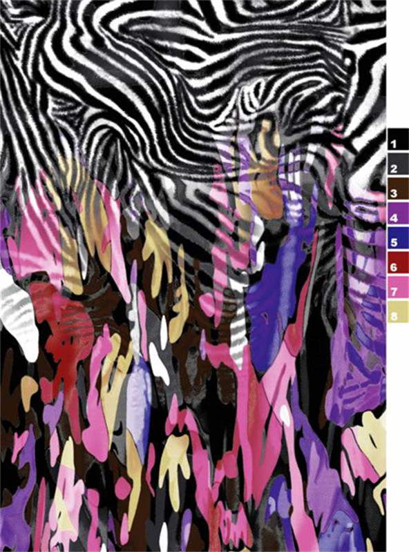 抽象流彩斑马纹时尚服装印花设计素材