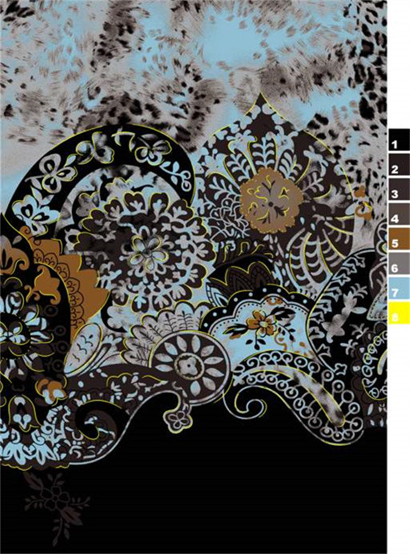 复古佩斯利与豹纹融合的服装印花设计素材