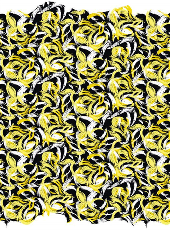 潮流黄白黑撞色服装印花设计素材