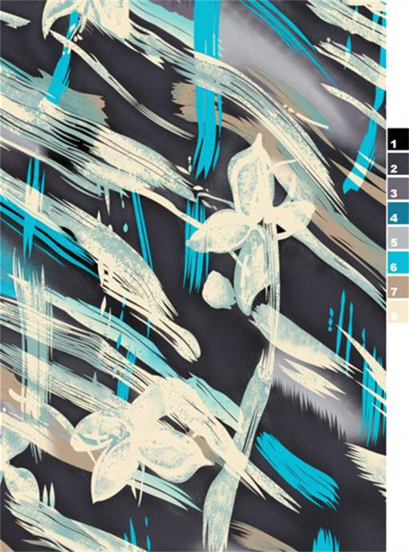 时尚水墨花卉面料印花 高端服装印花素材推荐