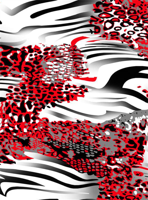 时尚红黑抽象纹理 高端面料印花素材