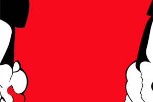 红底黑白卡通风服装印花素材，时尚面料印花设计