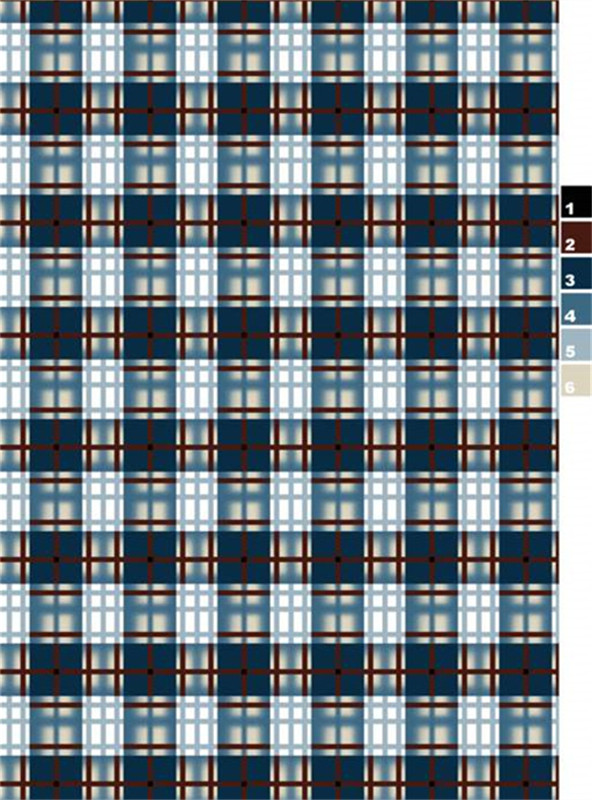 经典蓝棕格纹面料印花 时尚服装印花设计素材