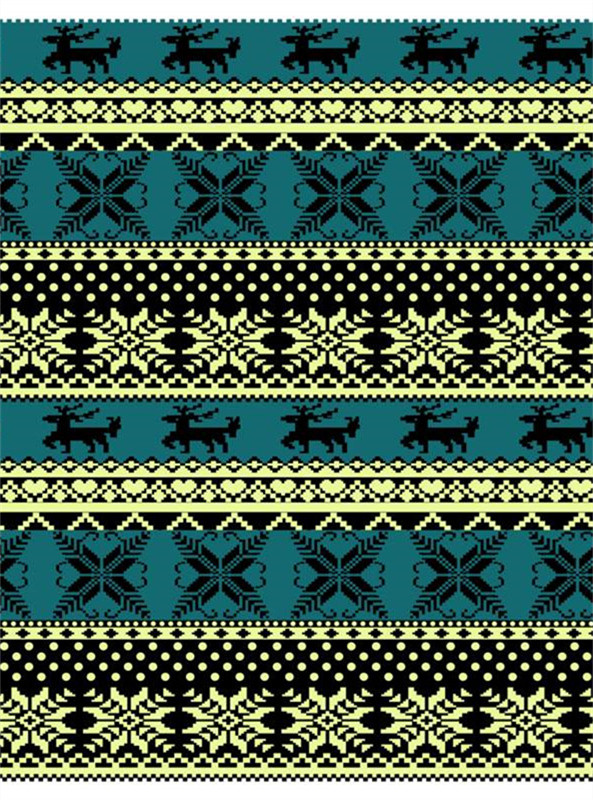 北欧风驯鹿雪花面料印花 冬季服装印花素材推荐