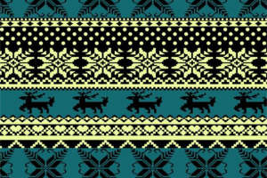 北欧风驯鹿雪花面料印花 冬季服装印花素材推荐