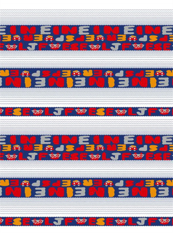 创意卡通条纹面料印花素材 趣味字母图案服装印花设计