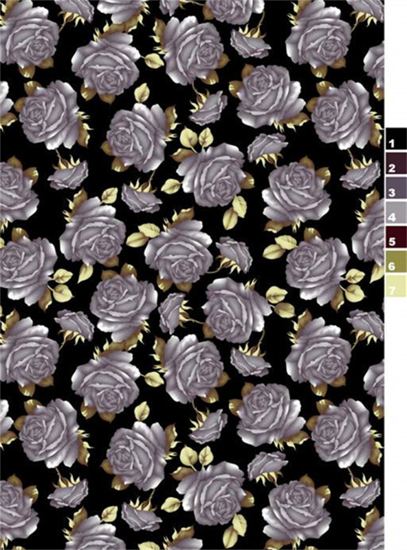 复古灰玫瑰花卉面料印花素材 高端服装印花设计