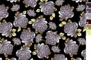 复古灰玫瑰花卉面料印花素材 高端服装印花设计