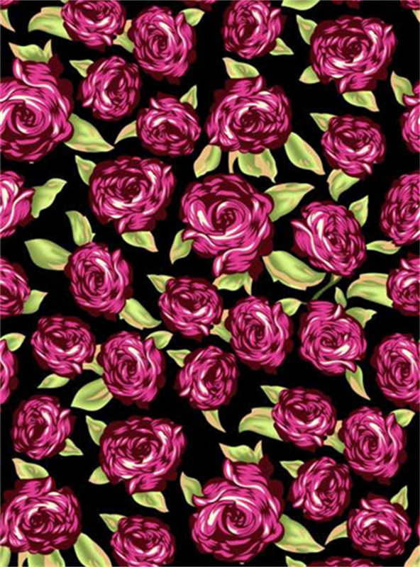 复古紫玫瑰面料印花 时尚女装服装印花设计素材