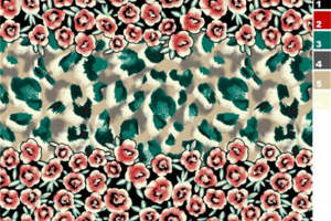 复古花卉豹纹融合的面料印花设计素材