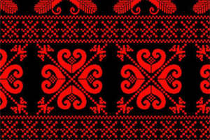 红黑民族风面料印花素材 复古服装印花设计灵感