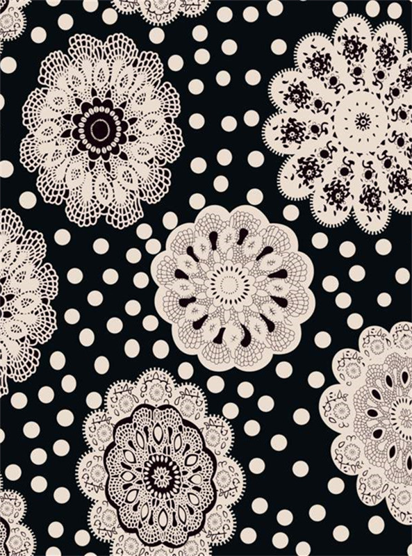复古蕾丝花纹面料印花 经典波点服装印花素材