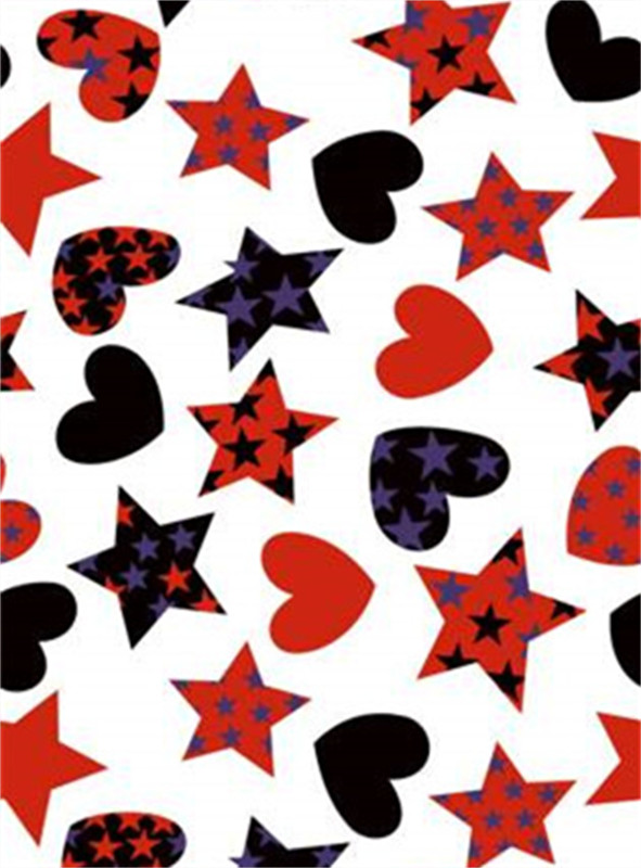 时尚红黑星星爱心面料印花素材 创意服装印花设计