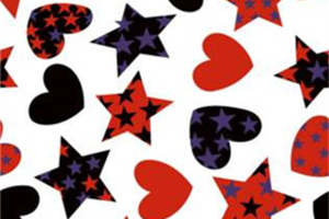 时尚红黑星星爱心面料印花素材 创意服装印花设计