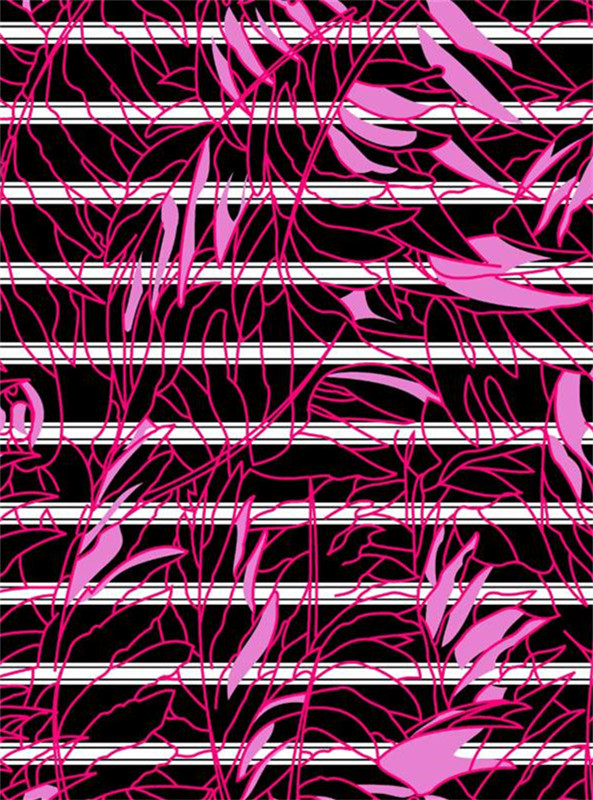 时尚粉色线条花卉面料印花图案 服装印花素材推荐