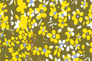 复古黄绿花卉面料印花 时尚服装印花素材推荐