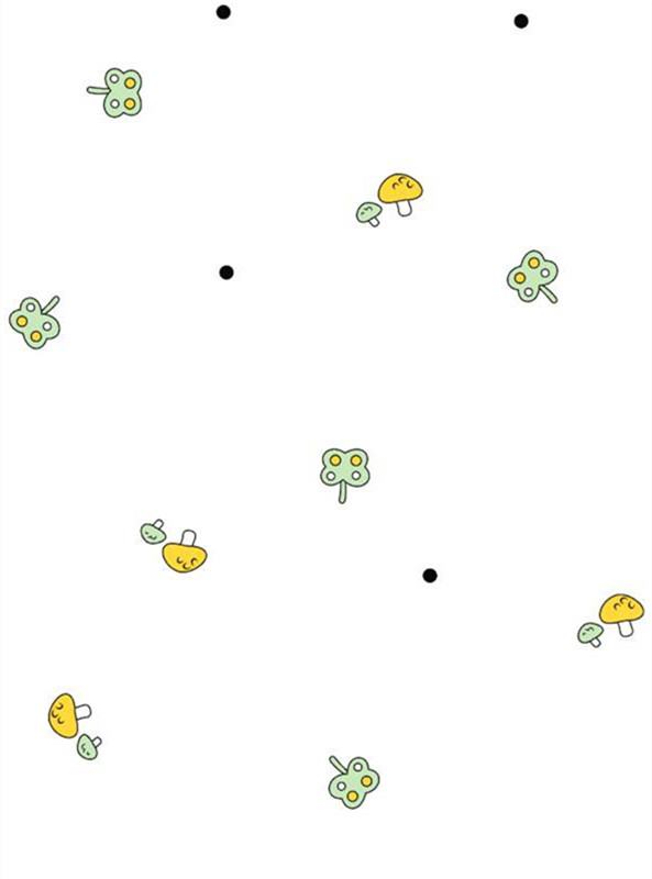 清新蘑菇四叶草面料印花 童趣服装印花设计素材