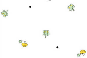 清新蘑菇四叶草面料印花 童趣服装印花设计素材